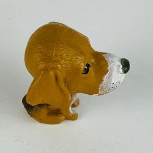 Miniature Puppy Dog Beagle Toy Figure Exaggerated Head Tiny Body Pretend Play